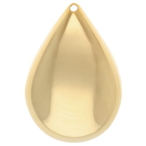 Rounded drop pendant 30x20 mm - Fine gold plated x1