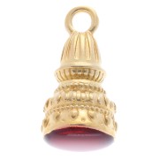 Ethnic pendant 28x13 mm with epoxy resin - Fine gold plated - Red x1|raw }}