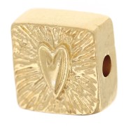 9 mm square striated bead with epoxy resin core - Fine gold plated - Pale green