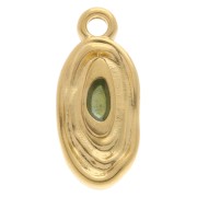 Irregular oval charm 18x8 mm with epoxy resin - Fine gold plated - Pale green|raw }}