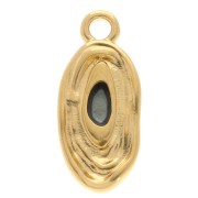 Irregular oval charm 18x8 mm with epoxy resin - Fine gold plated - Grey x1|raw }}
