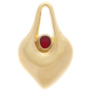 Hammered heart pendant 24x15 mm with epoxy resin - Fine gold plated - Red x1