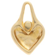 Hammered heart pendant 24x15 mm with epoxy resin - Fine gold plated - Red x1