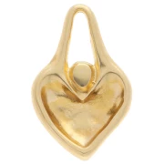 Hammered heart pendant 24x15 mm with epoxy resin - Fine gold plated - Red x1
