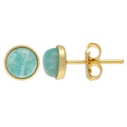 Cabochon earstuds flat back 6 mm - Fine gold plated x2
