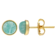 Cabochon earstuds flat back 6 mm - Fine gold plated x2