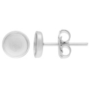 Cabochon earstuds flat back 6 mm - Silver x2|raw }}
