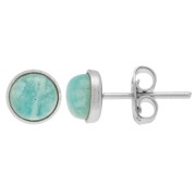 Cabochon earstuds flat back 6 mm - Silver x2
