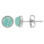 Cabochon earstuds flat back 6 mm - Silver x2