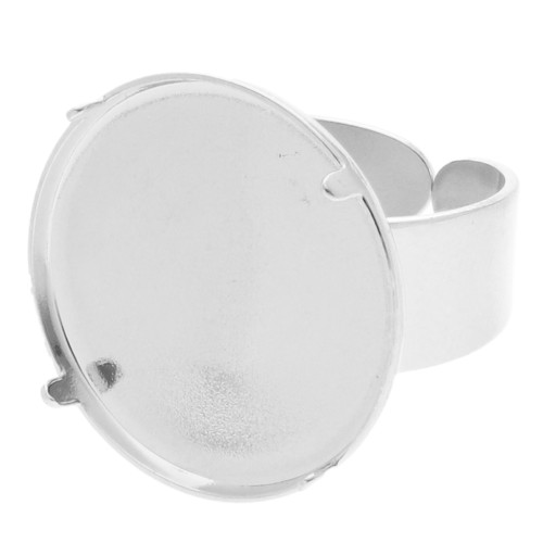 Claw setting ring for flat cabochon 20 mm - Silver x1