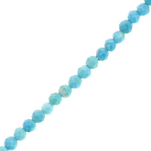 Bead Faceted round beads  2mm Turquoise Syntheticx38cm