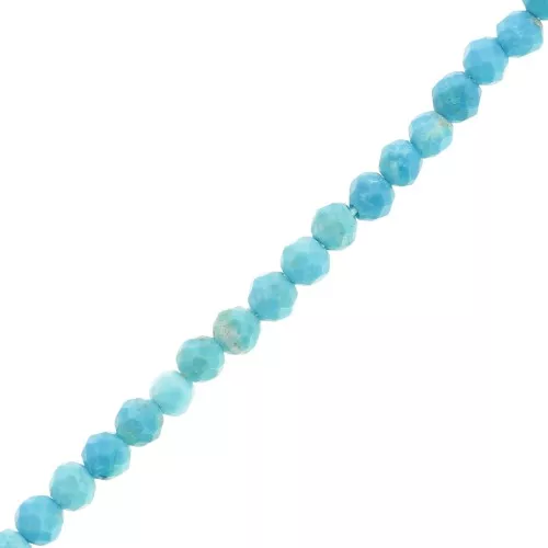 Bead Faceted round beads 2mm Turquoise Syntheticx38cm