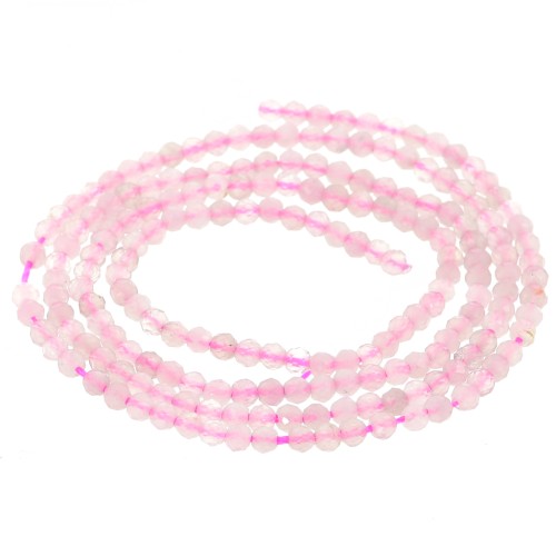 Round faceted gemstone beads 2 mm - Rose Quartz x39cm