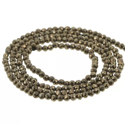 Round faceted gemstone beads 2 mm - Pyrite x38cm