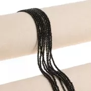 Round faceted 2 mm gemstone beads - Black Agate x38cm