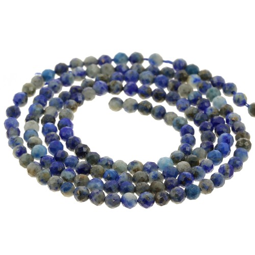 Round faceted gemstone beads 2.5 mm - Lapis Lazuli x38cm