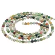 Round faceted beads 2 mm gemstone - Indian Agate x38cm