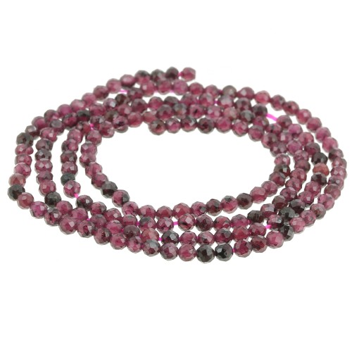 Bead Faceted round beads  2mm Garnet x39cm