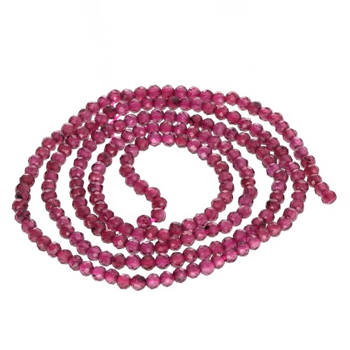 Round faceted beads 2 mm Garnet x39cm