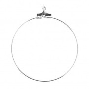 Base for earring hoops to decorate 40 mm with one hole - Fine silver plating x2