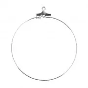 Base for earring hoops to decorate 40 mm with one hole - Fine silver plating x2