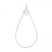 Bracket earrings drops one hoop 43.5x23 mm Fine silver plated x2