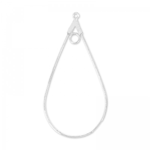 Bracket earrings drops one hoop 43.5x23 mm Fine silver plated x2