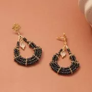 Bracket earrings drops one hoop 45x23 mm bronze x2