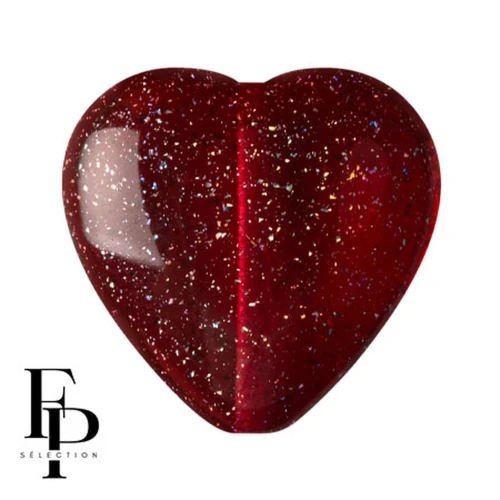Glass heart bead 16x15 mm - Transparent Constellation Garnet x1