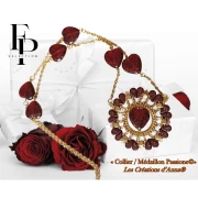 Glass heart bead 16x15 mm - Transparent Constellation Garnet x1