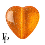Glass heart bead 16x15 mm - Transparent Constellation Orange x1