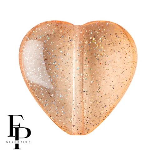 Glass heart bead 16x15 mm - Transparent Constellation Rose x1