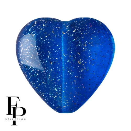 Glass heart bead 16x15 mm - Transparent Constellation Blue x1