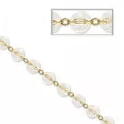 Chain with faceted beads 4 mm Crystal/brass x 50cm