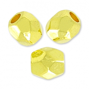 Facetted nuggets beads 4mm fine Gold plated x10