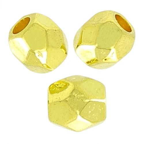 Facetted nuggets beads 4mm fine Gold plated x10