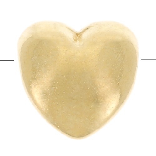 Heart beads 6mm fine Gold plated x4