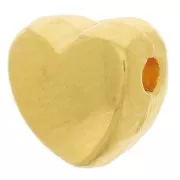 Heart beads 6mm fine Gold plated x4