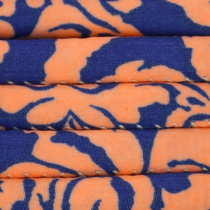 Cotton tube cord6mm  Salmon/hard blue x 1m