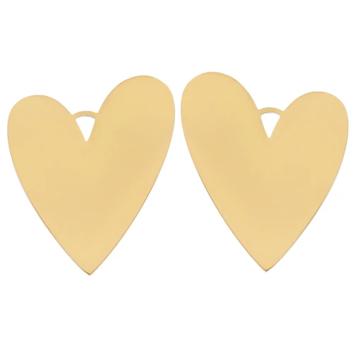 Heart pendants 38x30 mm - 304L Gold-plated stainless steel x2