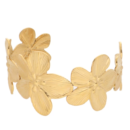 36x160mm 304L Stainless SteelAdjustable Cherry Blossom Bangle - Gold x1