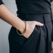 68 mm beaded bracelet - 8 mm wide - 304L Gold-plated stainless steel x1