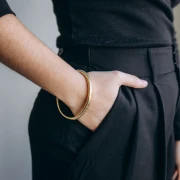 68 mm beaded bracelet - 8 mm wide - 304L Gold-plated stainless steel x1