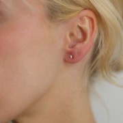 2.5 mm round earrings with zirconium oxide - 304L stainless steel x2