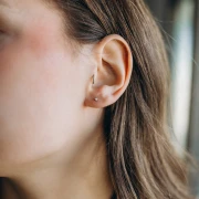 2.5 mm round earrings with zirconium oxide - 304L stainless steel x2