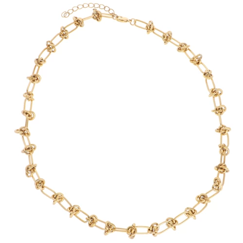 Fancy mesh necklace with bow effect 7.5mm - Stainless steel 304L Gold x46cm