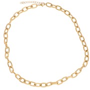 Trace 8.3 mm alternating textured mesh necklace - Stainless steel 304L Gold x46cm|raw }}