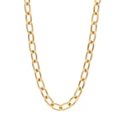 Trace 8.3 mm alternating textured mesh necklace - Stainless steel 304L Gold x46cm