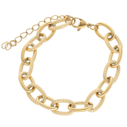 Trace 8.7 mm alternating textured mesh bracelet - 304L gold-plated stainless steel x17cm