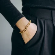 Trace 8.7 mm alternating textured mesh bracelet - 304L gold-plated stainless steel x17cm